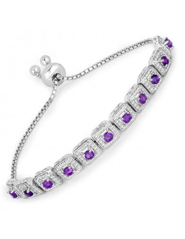 1.10 Carat Genuine Amethyst .925 Sterling Silver Bracelet ou a consommer sur place