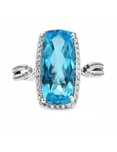 Natural Blue Topaz White Sapphire Ring Sterling Silver 50% de réduction en Octobre 2024