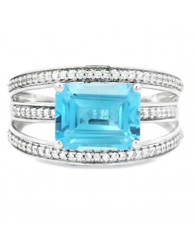 3.40ct Blue Topaz White Sapphire Ring Sterling Silver sélection de produits