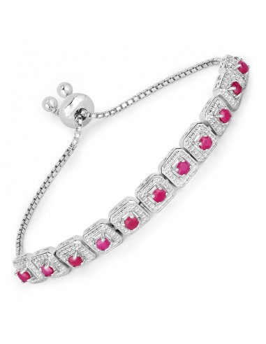 1.43 Carat Genuine Ruby .925 Sterling Silver Bracelet de pas cher