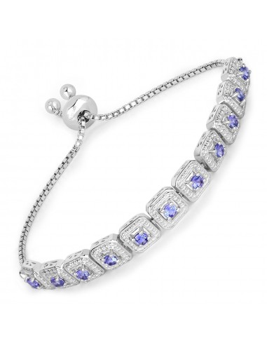 1.10 Carat Genuine Tanzanite .925 Sterling Silver Bracelet hantent personnes