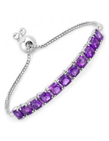 6.05 Carat Genuine Amethyst .925 Sterling Silver Bracelet une grave pollution 