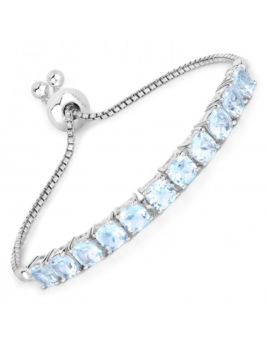 7.15 Carat Genuine Blue Topaz .925 Sterling Silver Bracelet 50-70% off 