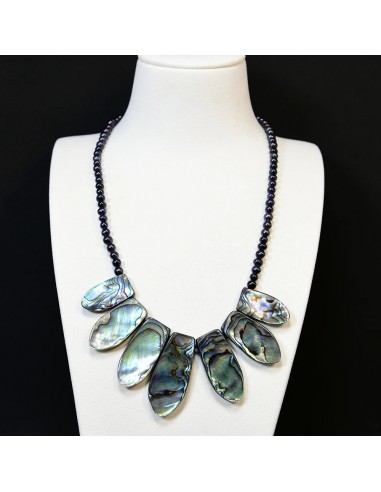 Sterling Silver Abalone Shell Black Potato Pearl Choker Necklace for Women Profitez des Offres !