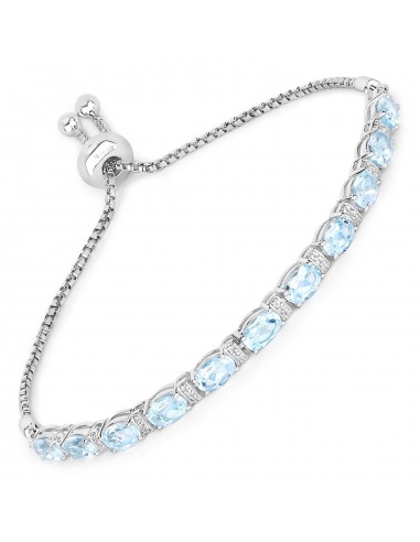 5.75 Carat Genuine Blue Topaz and White Topaz .925 Sterling Silver Bracelet Les êtres humains sont 