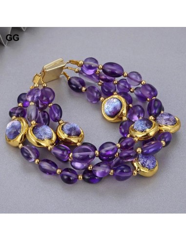 Purple Amethyst Murano Glass Bracelet 8" for Women en linge