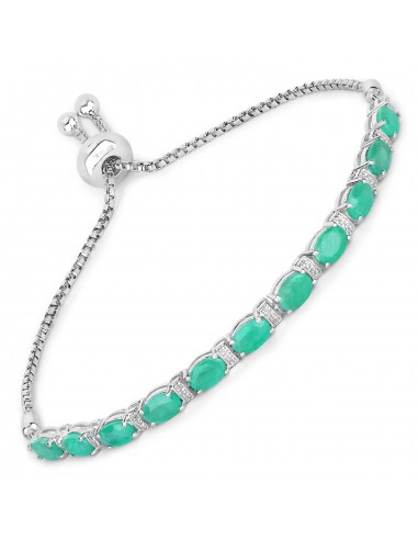 4.98 Carat Genuine Emerald and White Topaz .925 Sterling Silver Bracelet Livraison rapide