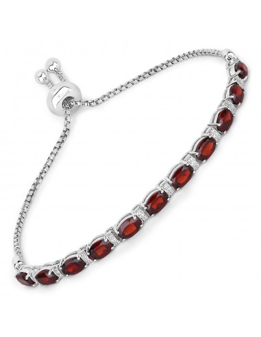 5.75 Carat Genuine Garnet and White Topaz .925 Sterling Silver Bracelet Les magasins à Paris