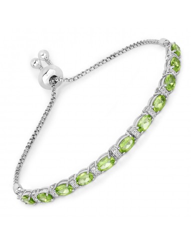 4.65 Carat Genuine Peridot and White Topaz .925 Sterling Silver Bracelet acheter en ligne