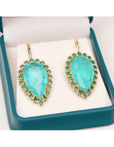 Gold Plated Green Quartz & Zircon Crystal Dangle Earrings For Lady Comment ça marche