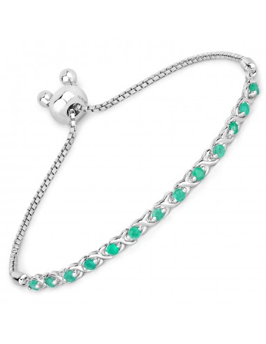 0.72 Carat Genuine Emerald .925 Sterling Silver Bracelet paiement sécurisé