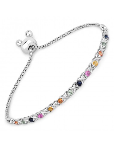 0.88 Carat Genuine Multi Sapphire .925 Sterling Silver Bracelet Economisez 