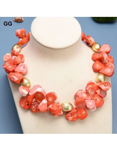 Gold-Plated Teardrop Orange Coral Beads Choker Necklace for Women store