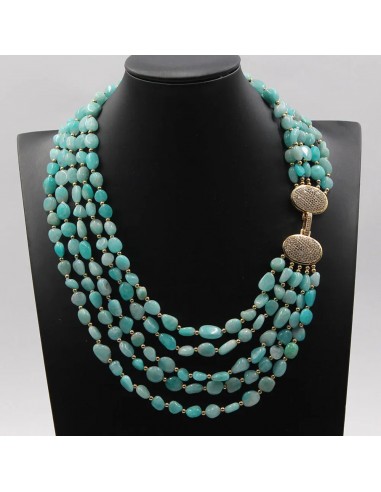 Sterling Silver Amazonite Freeform Necklace for Women Paris Déstockage Promo