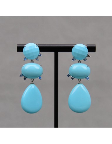 Gold Plated Blue Turquoise Water Drop Dangle Earrings for Women du meilleur 