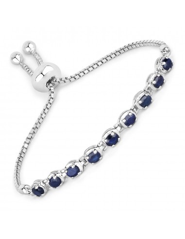 1.80 Carat Genuine Blue Sapphire .925 Sterling Silver Bracelet français