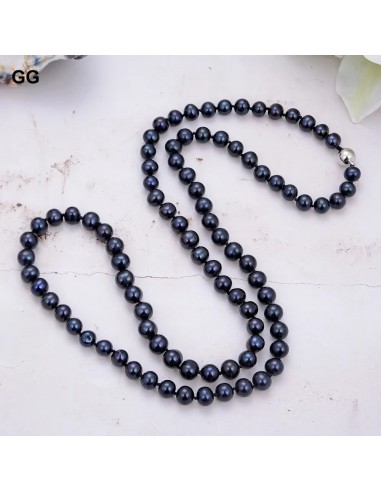 925 Sterling Silver Black Pearl Long Necklace For Women pour bénéficier 