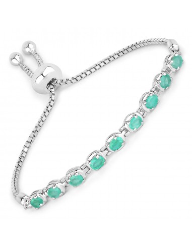 1.26 Carat Genuine Emerald .925 Sterling Silver Bracelet JUSQU'A -70%! 