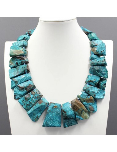 Sterling Silver Blue Ocean Jasper Slab Nugget Necklace for Lady Faites des économies