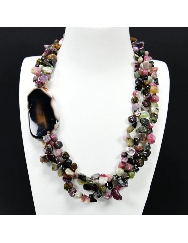 Sterling Silver Natural Tourmaline Agate Multi Strand Necklace for Women Le MVP de beaucoup