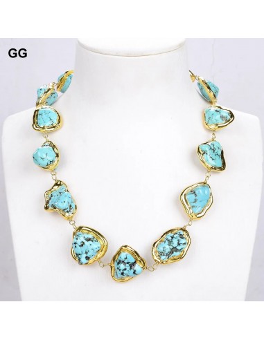 Gold Plated Howlite Turquoise Choker Necklace for Women d'Europe débarque