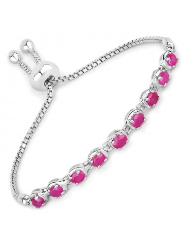 1.98 Carat Genuine Ruby .925 Sterling Silver Bracelet pas cher