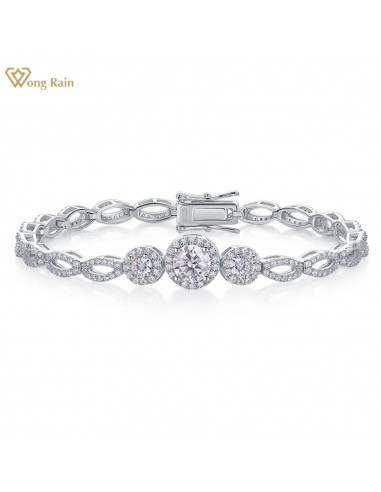 925 Sterling Silver Moissanite 3EX D Color Round Cut Bracelet for Women Les êtres humains sont 