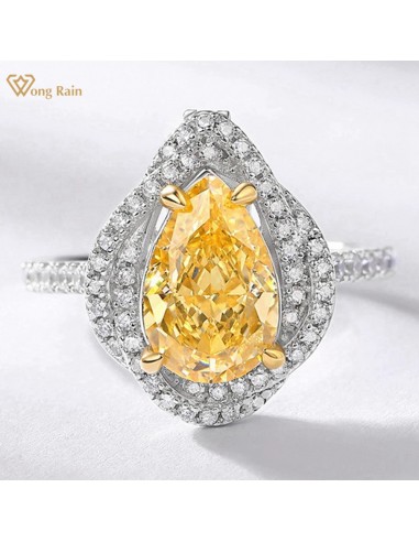 Sterling Silver Pear Citrine & Diamond Cocktail Ring for Women les ligaments