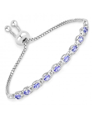 1.53 Carat Genuine Tanzanite .925 Sterling Silver Bracelet pas cher