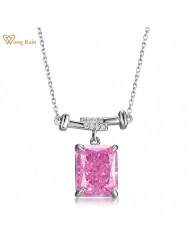 Sterling Silver Crushed Ice Cut Lab Sapphire Citrine Diamond Pendant Necklace for Women en stock