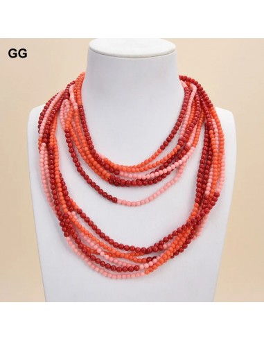 Gold 6 strands Multi Color Coral Long Necklace for Women Comparez et commandez 