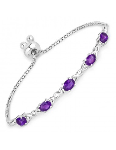 1.90 Carat Genuine Amethyst .925 Sterling Silver Bracelet brillant des détails fins