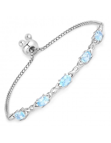 2.55 Carat Genuine Blue Topaz .925 Sterling Silver Bracelet 50-70% off 