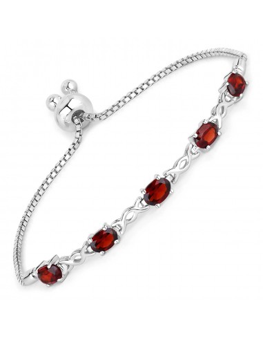 2.55 Carat Genuine Garnet .925 Sterling Silver Bracelet Le MVP de beaucoup