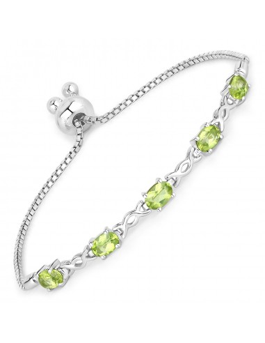 2.05 Carat Genuine Peridot .925 Sterling Silver Bracelet Voir les baskets