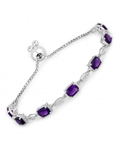 5.72 Carat Genuine Amethyst and White Topaz .925 Sterling Silver Bracelet est présent 