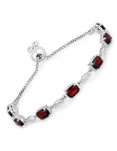 7.12 Carat Genuine Garnet and White Topaz .925 Sterling Silver Bracelet d'Europe débarque