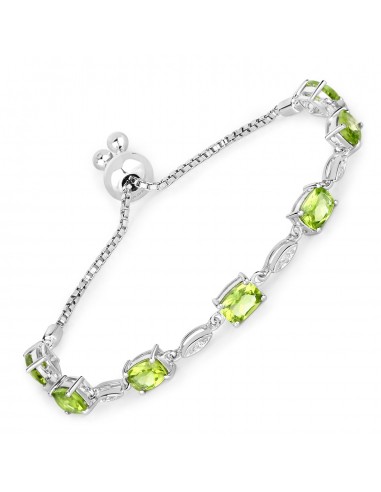 6.21 Carat Genuine Peridot and White Topaz .925 Sterling Silver Bracelet En savoir plus