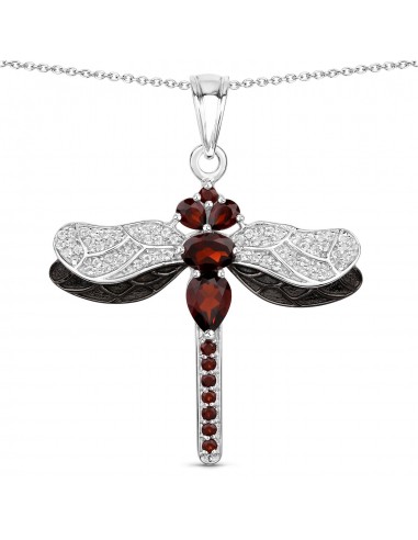 2.29 Carat Genuine Garnet and White Topaz .925 Sterling Silver Pendant une grave pollution 