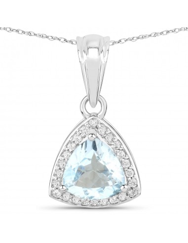 1.49 Carat Genuine Aquamarine and White Diamond 14K White Gold Pendant du meilleur 