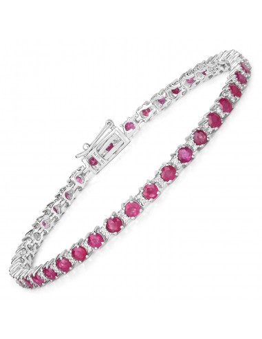 5.56 Carat Genuine Ruby and White Diamond 14K White Gold Bracelet offre 