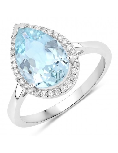 2.25 Carat Genuine Aquamarine And White Diamond 10K White Gold Ring 2 - 3 jours ouvrés.