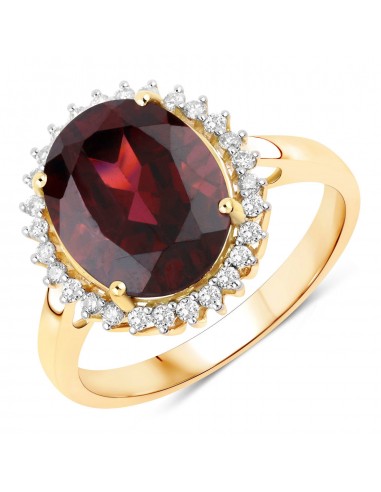 4.12 Carat Genuine Rhodolite and White Diamond 14K Yellow Gold Ring s'inspire de l'anatomie humaine