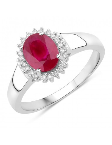 1.55 Carat Genuine Ruby and White Diamond 14K White Gold Ring 2 - 3 jours ouvrés.