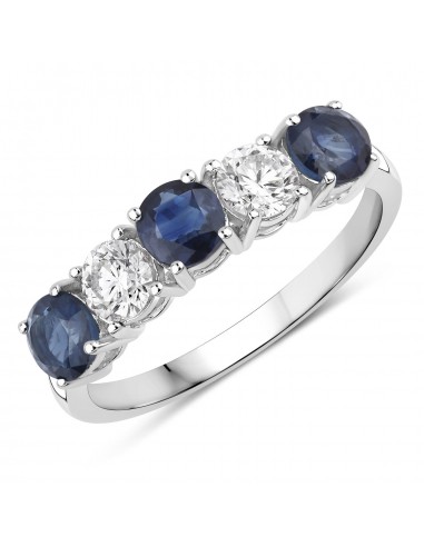 1.31 Carat Genuine Blue Sapphire and Lab Grown Diamond 14K White Gold Ring online