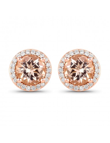 1.60 Carat Genuine Morganite and White Diamond 14K Rose Gold Earrings Faites des économies