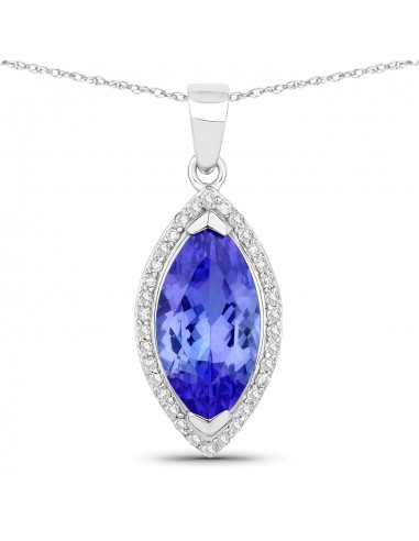 2.59 Carat Genuine Tanzanite and White Diamond 14K White Gold Pendant pas cher chine