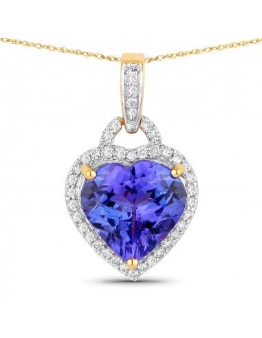 2.22 Carat Genuine Tanzanite and White Diamond 14K Yellow Gold Pendant la chaussure