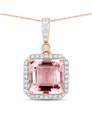 2.51 Carat Genuine Morganite and White Diamond 14K Rose Gold Pendant Venez découvrir notre 