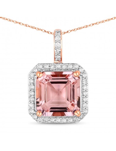 2.36 Carat Genuine Morganite and White Diamond 14K Rose Gold Pendant votre